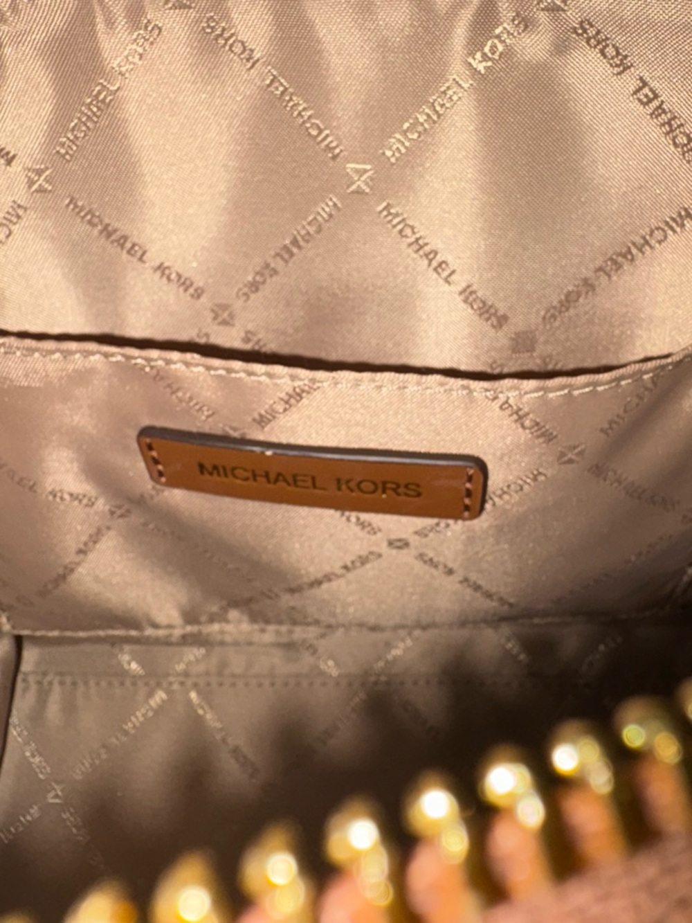 Michael Kors Avril Small Top Zip Signature Brown and Tan Satchel *No Strap - Picture 8 of 10